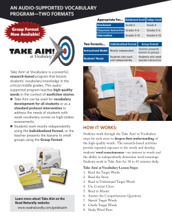 Information Sheet: Take Aim! at Vocabulary