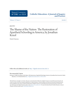 The Shame of the Nation: The Restoration of Apartheid Schooling in