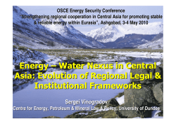 The Dying Sea and Sharing Water in Central Asia