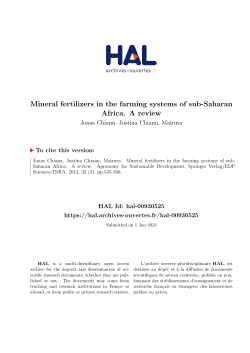 Mineral fertilizers in the farming systems of sub-Saharan - HAL