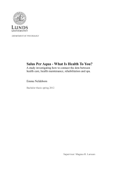 Salus Per Aqua - What Is Health To You?