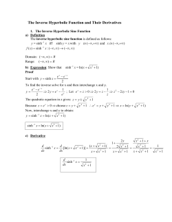 The Inverse Hyperbolic Function and Their Derivatives