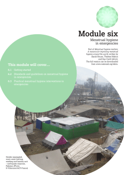 Menstrual hygiene in emergencies