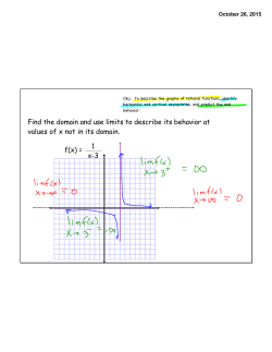 Find the domain and use limits to describe its behavior at values of x