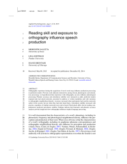 Reading skill and exposure to orthography influence speech