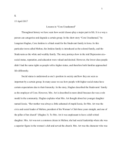 K 15 April 2017 Lessons in &ldquo;Cora Unashamed&rdquo; Throughout history