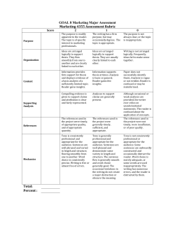 GOAL 8 Marketing Major Assessment Marketing 4355 Assessment