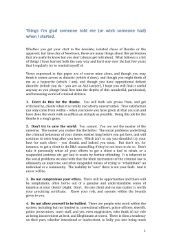 Things I`m glad someone told me (or wish someone had) when I