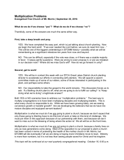 Multiplication Problems - Evangelical Free Church of Mt. Morris