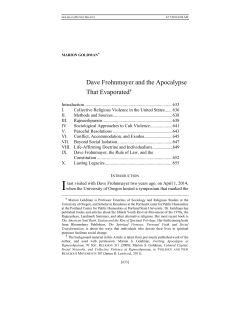 Dave Frohnmayer and the Apocalypse That Evaporated&dagger;