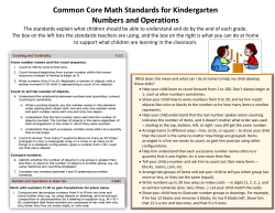 Common Core Math Standards for Kindergarten Numbers and