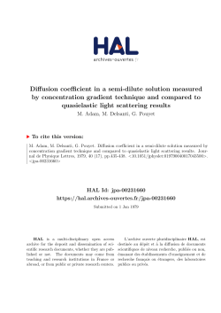 Diffusion coefficient in a semi-dilute solution measured by