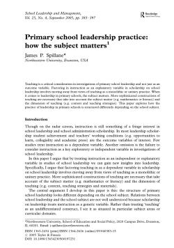 Primary school leadership practice: how the subject