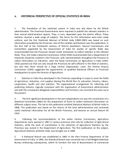 A. HISTORICAL PERSPECTIVE OF OFFICIAL STATISTICS IN INDIA