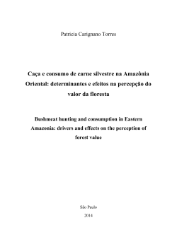 Ca&ccedil;a e consumo de carne silvestre na Amaz&ocirc;nia Oriental