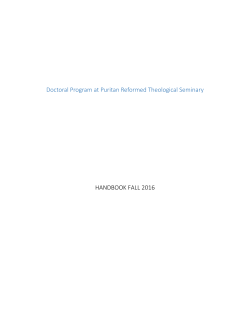 Doctoral Program at Puritan Reformed Theological Seminary