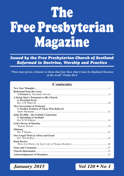 January - Free Presbyterian Church of Scotland