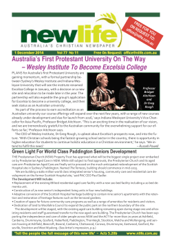 Australia`s First Protestant University On The Way &ndash; Wesley Institute