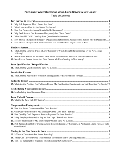 Frequently Asked Questions about Juror Service in New Jersey