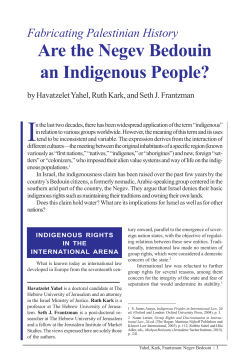 Are the Negev Bedouin an Indigenous People?