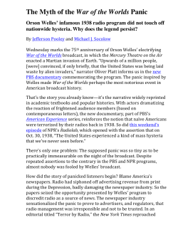 The Myth of the War of the Worlds Panic