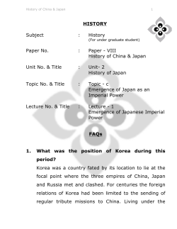 HISTORY Subject : History Paper No. : Paper