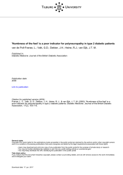 Tilburg University `Numbness of the feet` is a poor indicator for
