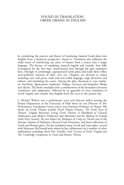 FOUND IN TRANSLATION GREEK DRAMA IN ENGLISH