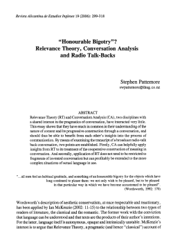 "Honourable Bigotry"? Relevance Theory, Conversation