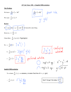 AP Calc Notes: MD – 4 Implicit Differentiation The Problem We know