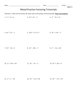 Mixed Practice Factoring Trinomials