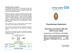 Physiotherapy Department Exercises and advice after the birth of