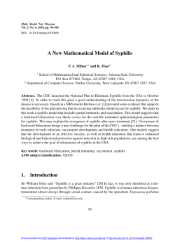 A New Mathematical Model of Syphilis