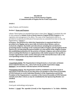 ICNA VA Bylaws - ICNA VA Islamic Center