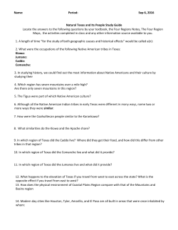 Period: Sep 6, 2016 Natural Texas and Its People