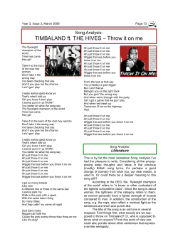 Song Analysis: TIMBALAND ft. THE HIVES &ndash; Throw it on me