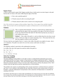 Notes for Teachers &ndash; Square Fence