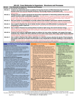 HS-LS1 From Molecules to Organisms: Structures and Processes