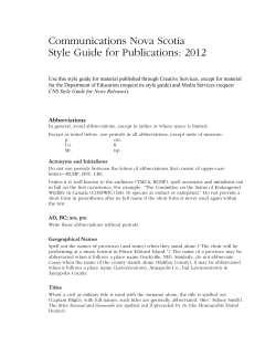 Communications Nova Scotia Style Guide for Publications: 2012