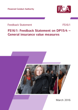 FS16/1: Feedback Statement on DP15/4 &ndash; general insurance value