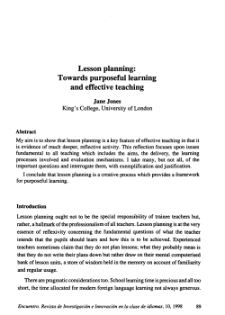 Lesson Planning. Towards Purposeful Learning