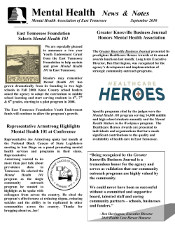 Latest Newsletter - Mental Health Association of East Tennessee