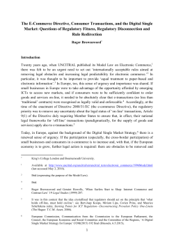 The E-Commerce Directive, Consumer Transactions, and the Digital