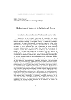 Modernism and Modernity in Rabindranath Tagore
