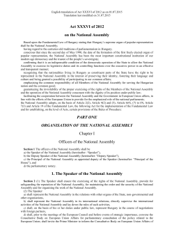 Act XXXVI of 2012 on the National Assembly