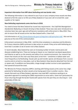 Important information from MPI about biofouling and new border