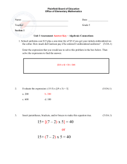 Grade 5 Unit 3 Assessment Answer Key