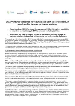 DIVA Ventures welcomes Novozymes and DSM as co