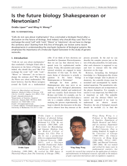 Is the future biology Shakespearean or Newtonian?