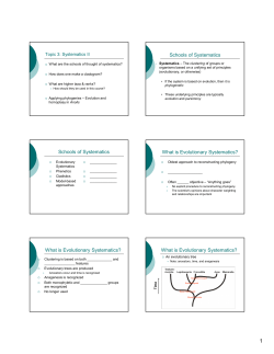 Schools of Systematics Schools of Systematics What is Evolutionary